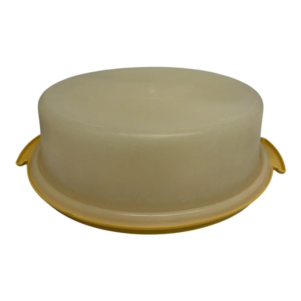 Vintage Tupperware Pie Cake Keeper Carrier Harvest Gold 719-1 Lid 720-1 EUC